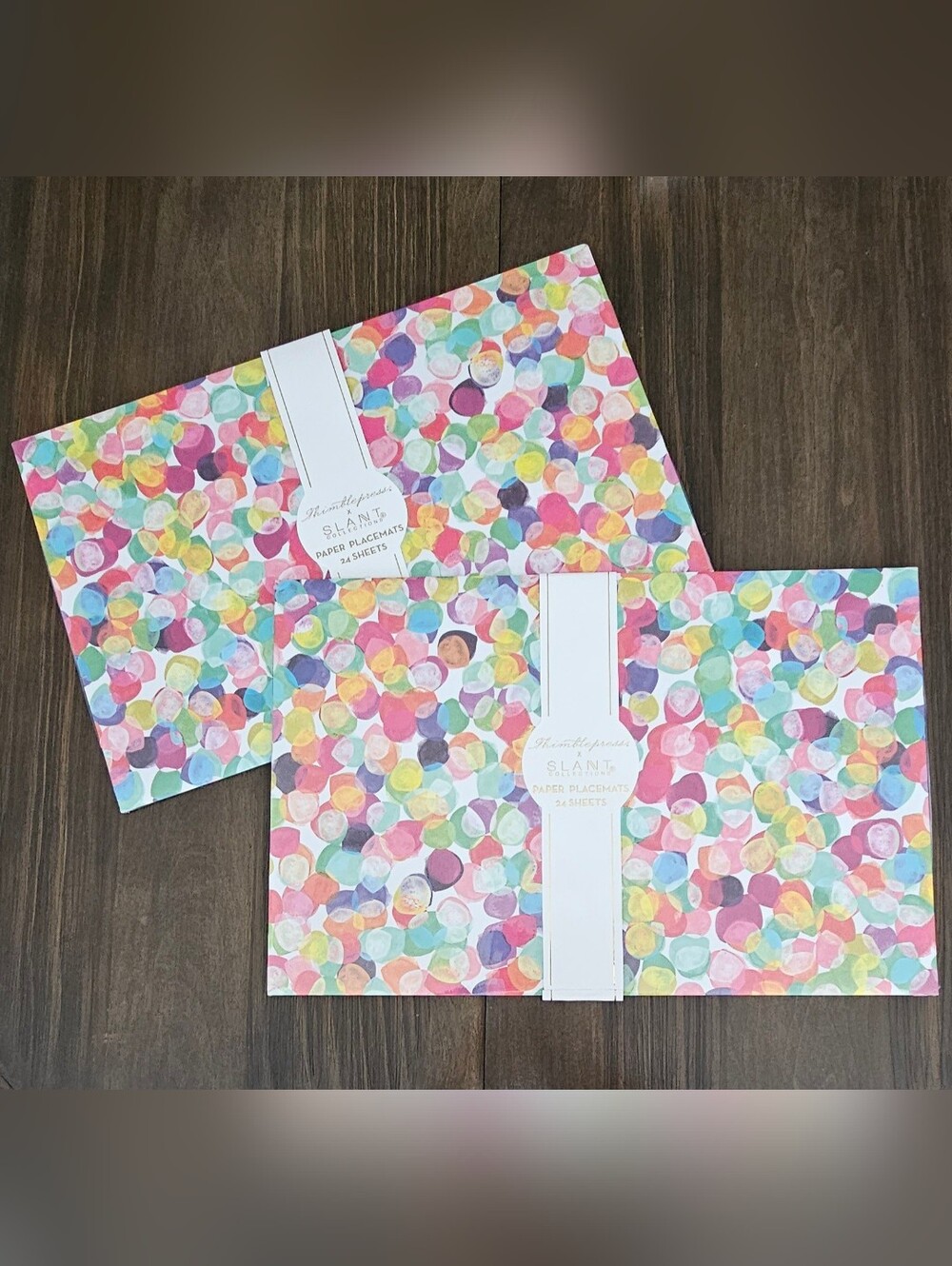 Slant Multicolor Confetti Paper Placemats Set Of 2 NWT